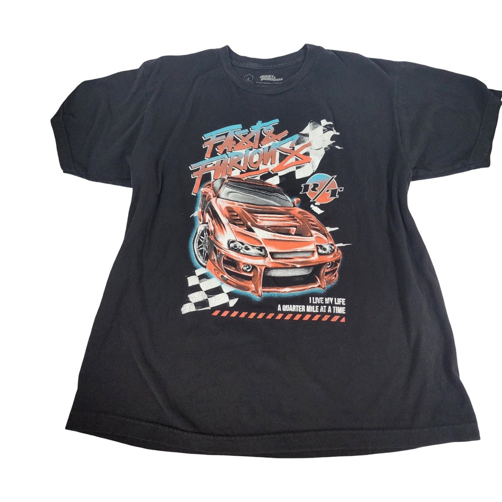 Fast & Furious Mens XL Black Graphic T-Shirt Supra Quarter Mile Movie Tee